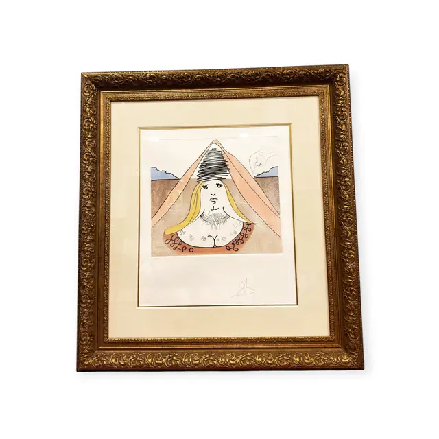 Salvador Dali Etching Lady Dulcinea Don Quixote, Signed in the Plate, Framed, 1974 - full view