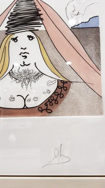 Salvador Dali Etching Lady Dulcinea Don Quixote, Signed in the Plate, Framed, 1974 - signature