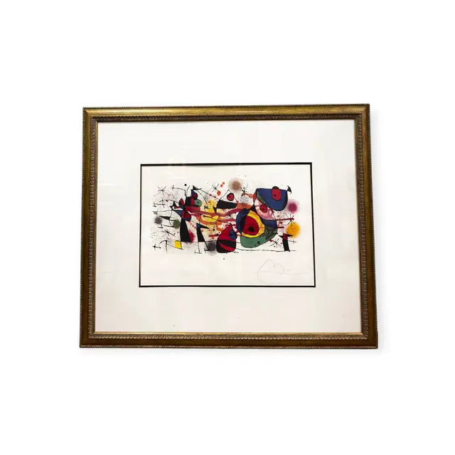 Joan Miro Ceramiques Photomechanical Graphic, Signed in the Plate, Framed, 1993 - full view