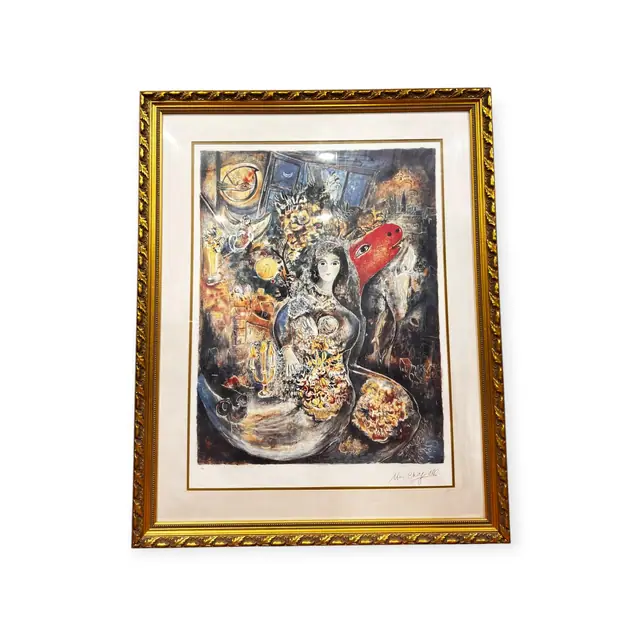 Chagall Bella Offset Lithograph 50/500, CHAGALL, MARC, Numbered Edition, Framed - full view