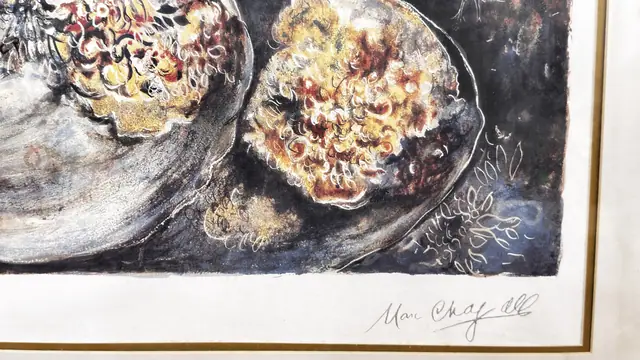 Chagall Bella Offset Lithograph 50/500, CHAGALL, MARC, Numbered Edition, Framed - signature