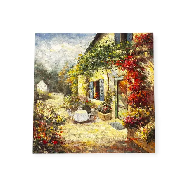 Sunlit Courtyard with Flowering Vines, Unframed - full view