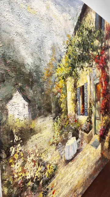 Sunlit Courtyard with Flowering Vines, Unframed - detail