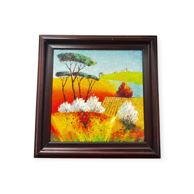Tuscan Pines Above Blossoming Fields, Framed - full view
