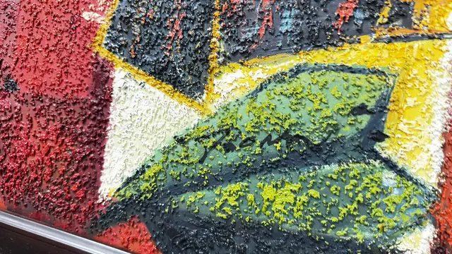 Abstract Composition With Green Leaves, Signed, Framed - signature