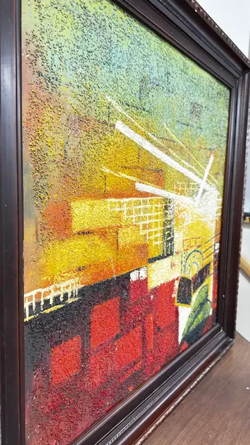 Abstract Composition With Green Leaves, Signed, Framed - detail