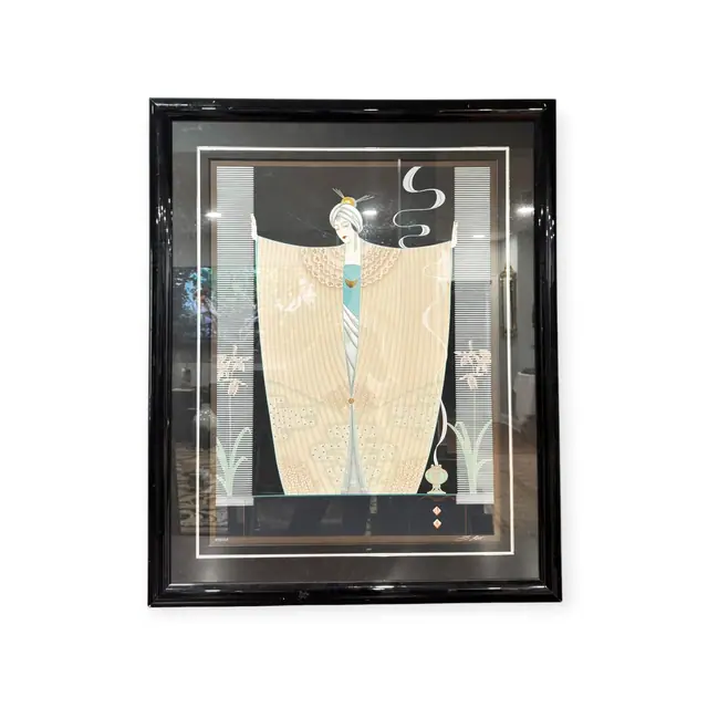 Art Deco Woman In A Pleated Kimono, Numbered Edition, Framed - full view