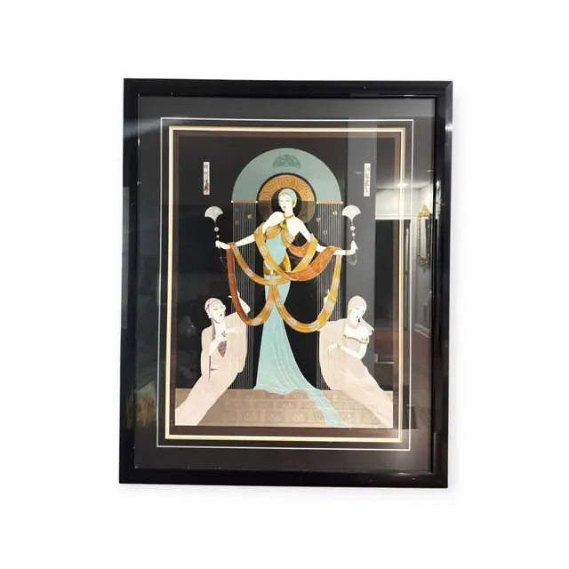 Art Deco Goddess With Two Attendants, Numbered Edition, Framed - full view