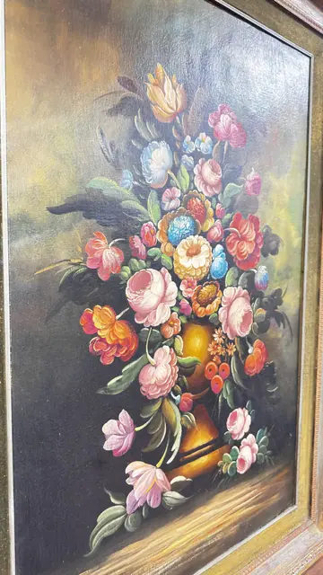 Old Master Style Floral Still Life, Framed - detail