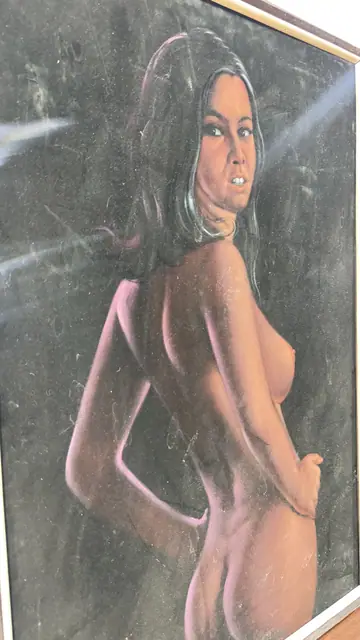 Nude Looking Over Her Shoulder, Signed, Framed - detail