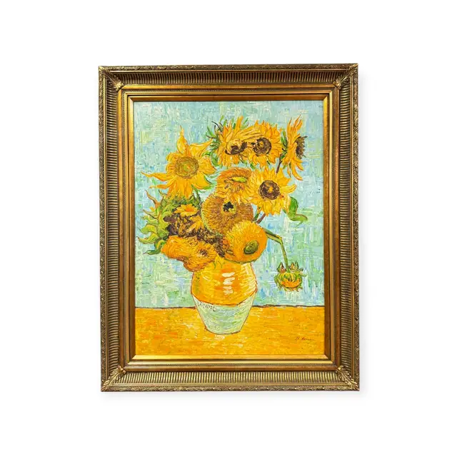 Sunflowers in a Vase After Van Gogh, B. Kenna, Signed, Framed - full view