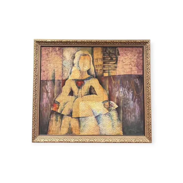 Seated Woman Collage, Montevideo, P. KORZENIAK, Signed, Framed, 1999 - full view