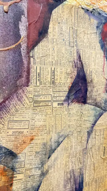Seated Woman Collage, Montevideo, P. KORZENIAK, Signed, Framed, 1999 - certificate