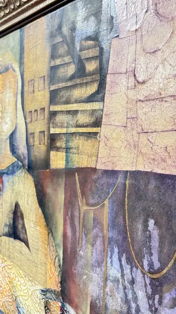 Seated Woman Collage, Montevideo, P. KORZENIAK, Signed, Framed, 1999 - detail