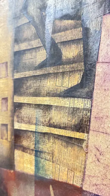 Seated Woman Collage, Montevideo, P. KORZENIAK, Signed, Framed, 1999 - detail
