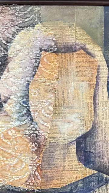 Seated Woman Collage, Montevideo, P. KORZENIAK, Signed, Framed, 1999 - detail