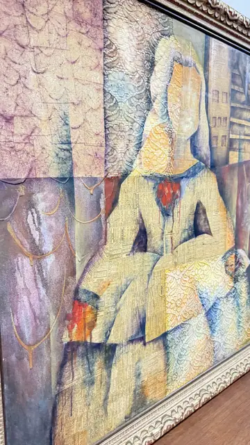 Seated Woman Collage, Montevideo, P. KORZENIAK, Signed, Framed, 1999 - detail