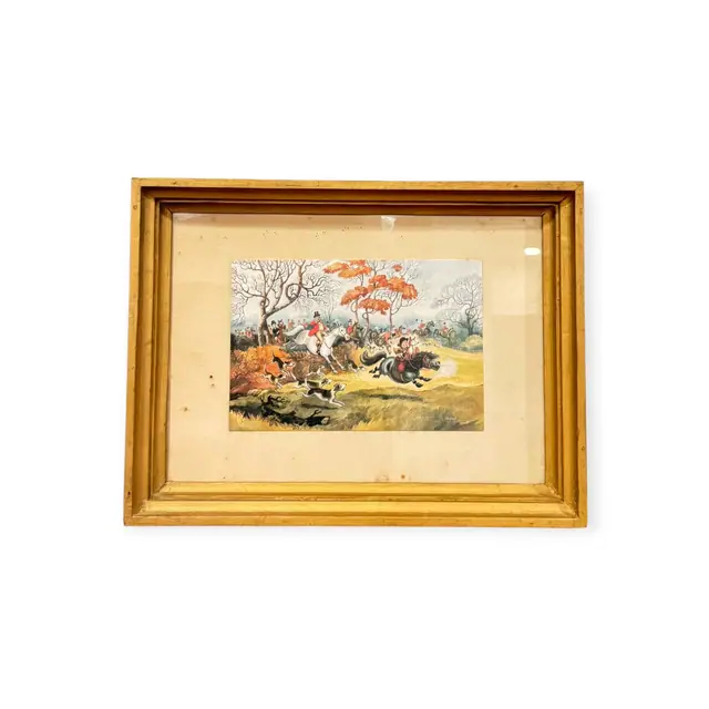 Comic Fox Hunt Scene After Thelwell, Signed, Framed - full view