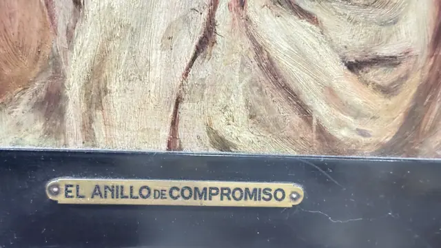 El Anillo de Compromiso, Girl Admiring Her Ring, Signed, Framed - certificate