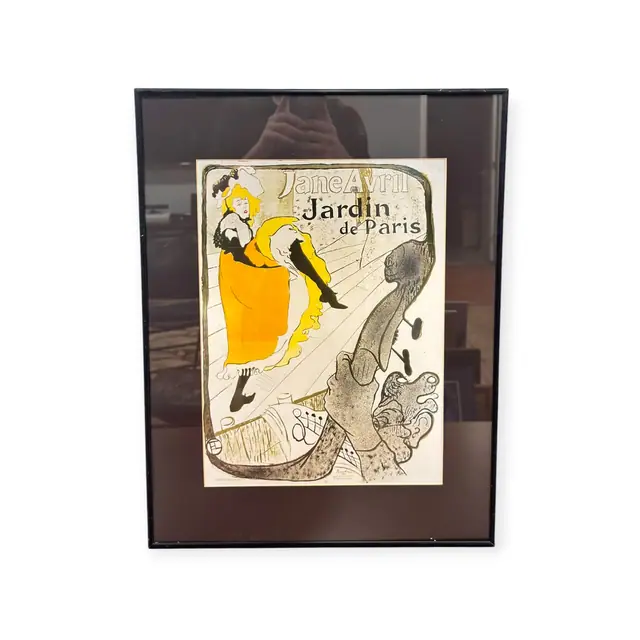 Jane Avril Jardin de Paris Poster, HLautrec, Signed, Framed, 1893 - full view