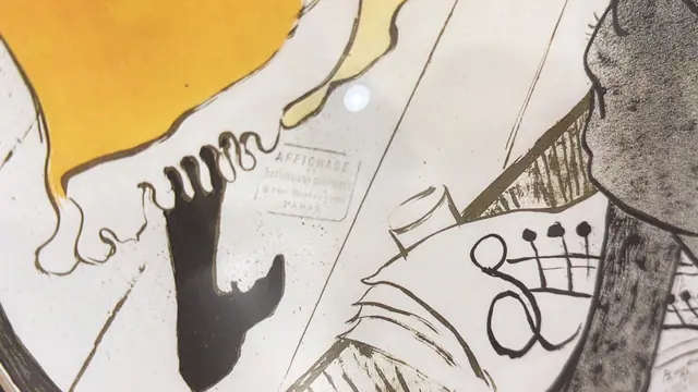 Jane Avril Jardin de Paris Poster, HLautrec, Signed, Framed, 1893 - detail
