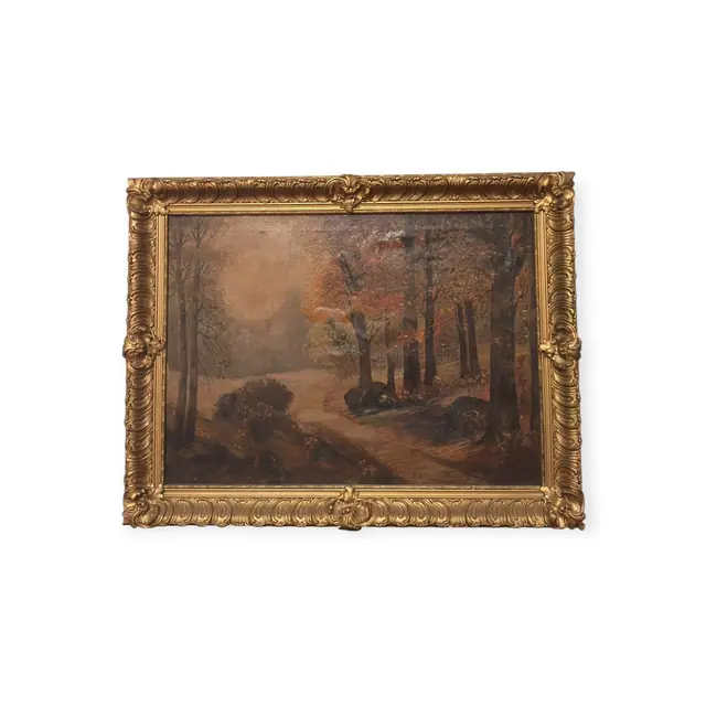 Autumn Woodland Path in Gilt Frame, Framed - full view