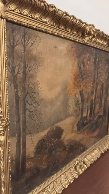 Autumn Woodland Path in Gilt Frame, Framed - detail