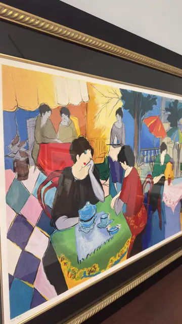 Cafe Terrace Ladies Serigraph Artist Proof, Numbered Edition, Framed - detail