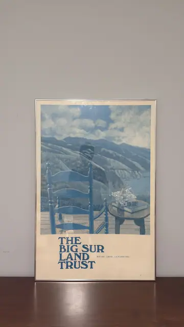 Big Sur Land Trust Vintage Conservation Poster, Signed, Framed - full view